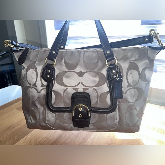 Coach signature large sateen and leather book tote bag - Picture 4 of 16